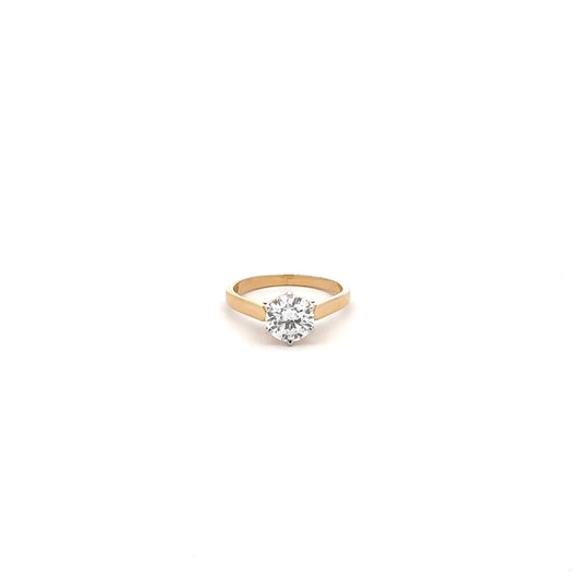 IGI Certified LGD Round Brilliant Ring In 14k Gold