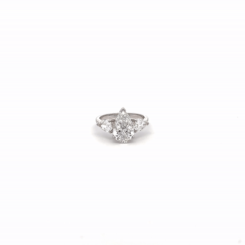 IGI Certified LGD Solitaire Pear Ring In 14K GOLD