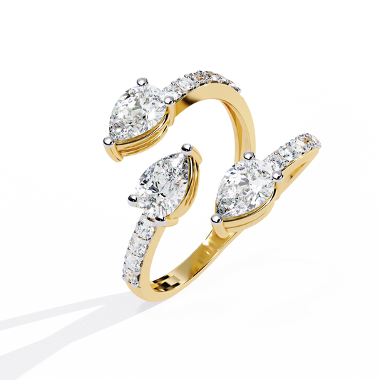 Lab Grown Diamond Ring 3Stone (1.38ct ) in 14k Gold