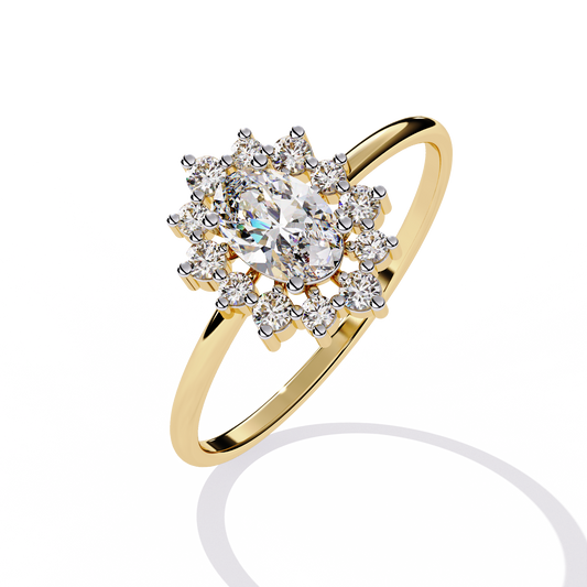Lab Grown Diamond Ring Oval Stone (0.21ct ) in 14k Gold
