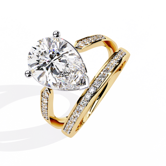 Lab Grown Diamond Solitaire Ring Pear Stone ( 5.90ct )In 14k Gold