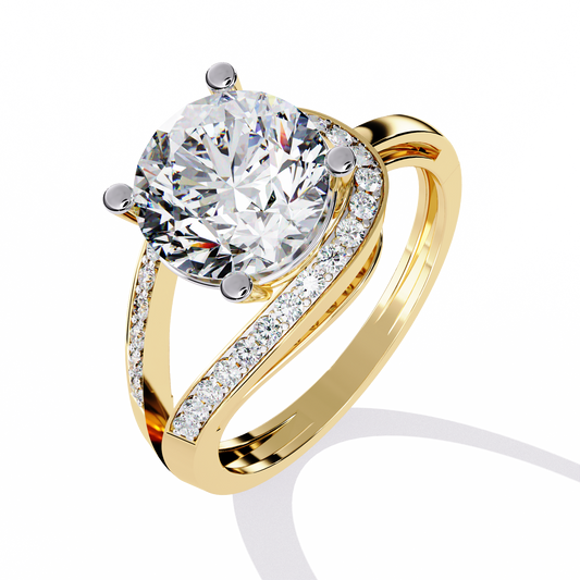 Lab Grown Diamond Solitaire Ring Round Stone (3.14ct )In 14k Gold