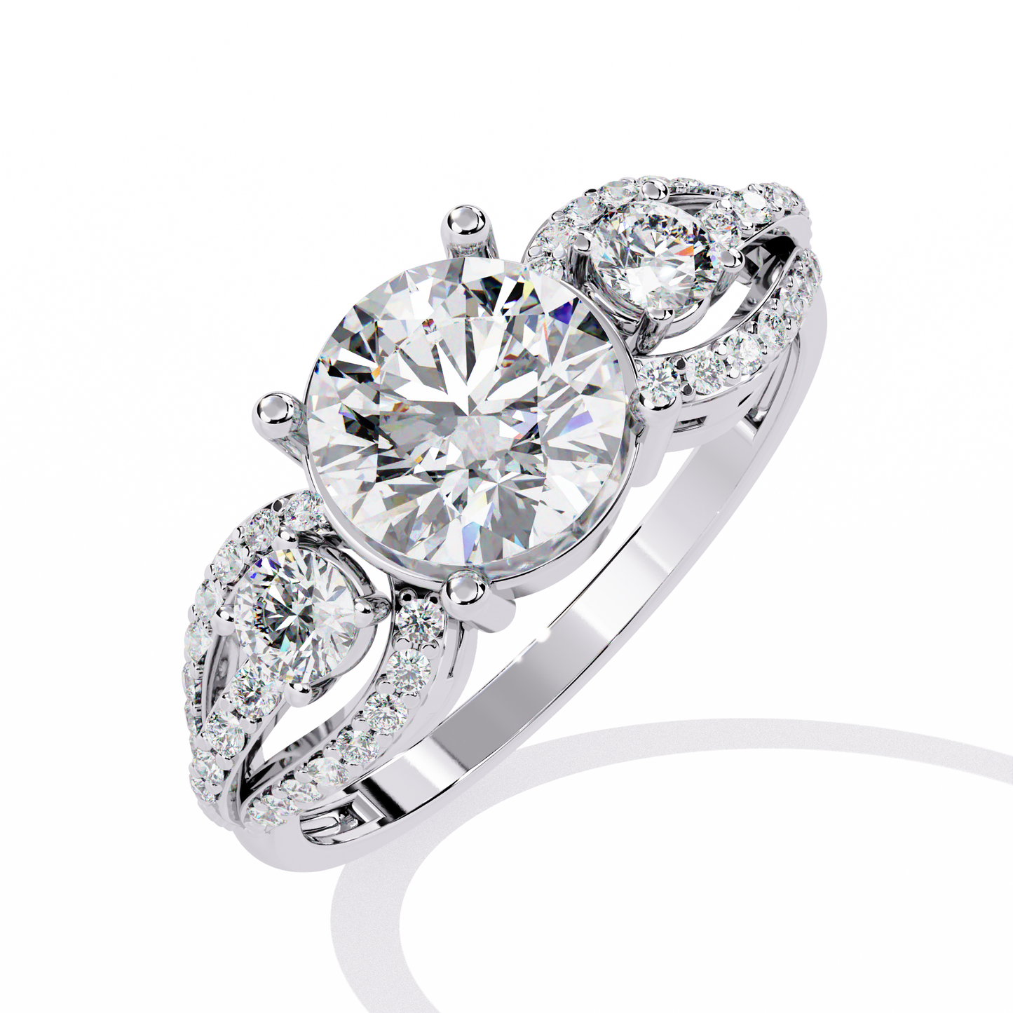 LGD Solitaire Ring Round Stone(1.72ct )In 14k Gold