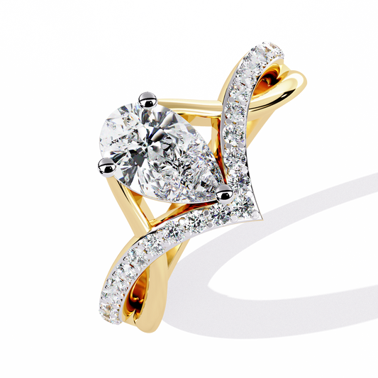 Lab Grown Diamond Ring Pear Stone (1.04ct )In 14k Gold