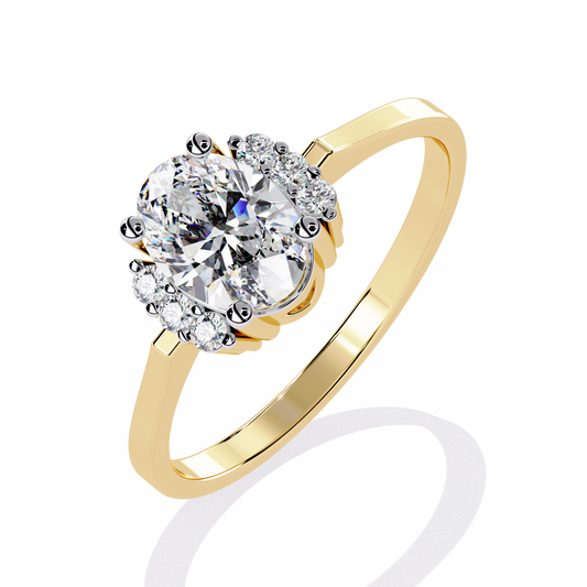 Lab Grown Diamond Ring Oval Stone (0.76ct )In 14k Gold