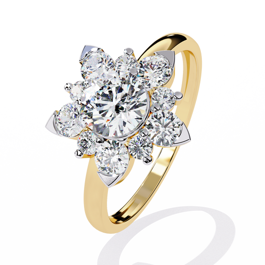 Lab Grown Diamond Ring Round Stone (1.26ct) In 14K Gold