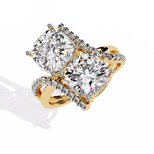 Lab Grown Diamond Solitaire Ring Cushion Square Stone (5.26ct) In 14K Gold