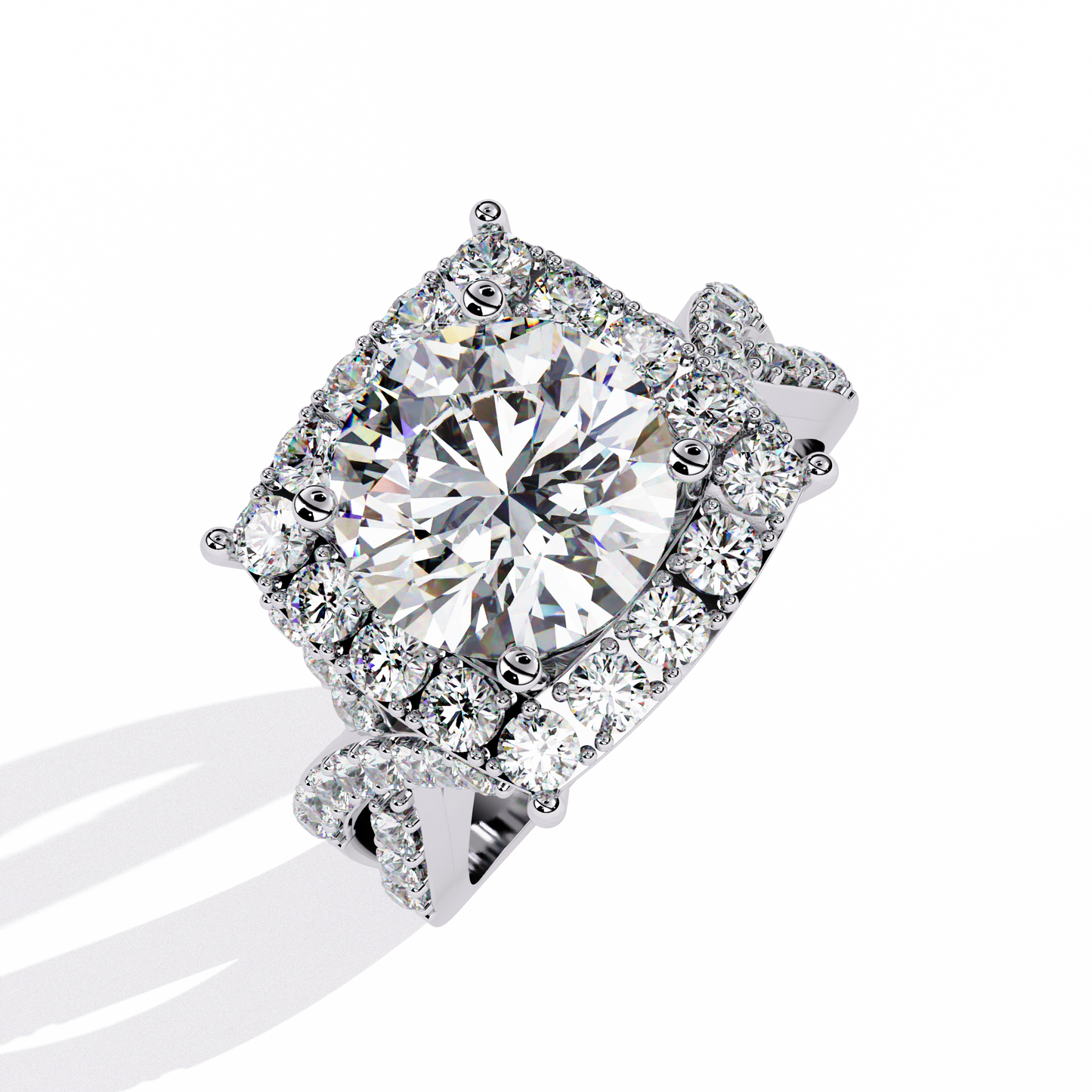 LGD Solitaire Ring Round Stone(3.47ct) In 14k Gold