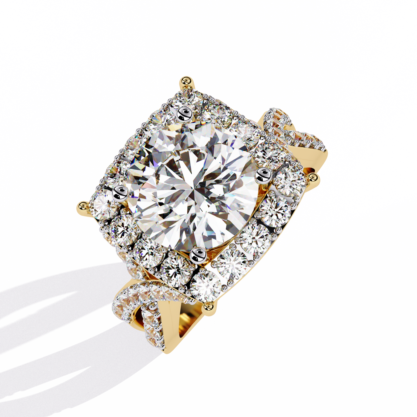 LGD Solitaire Ring Round Stone(3.47ct) In 14k Gold