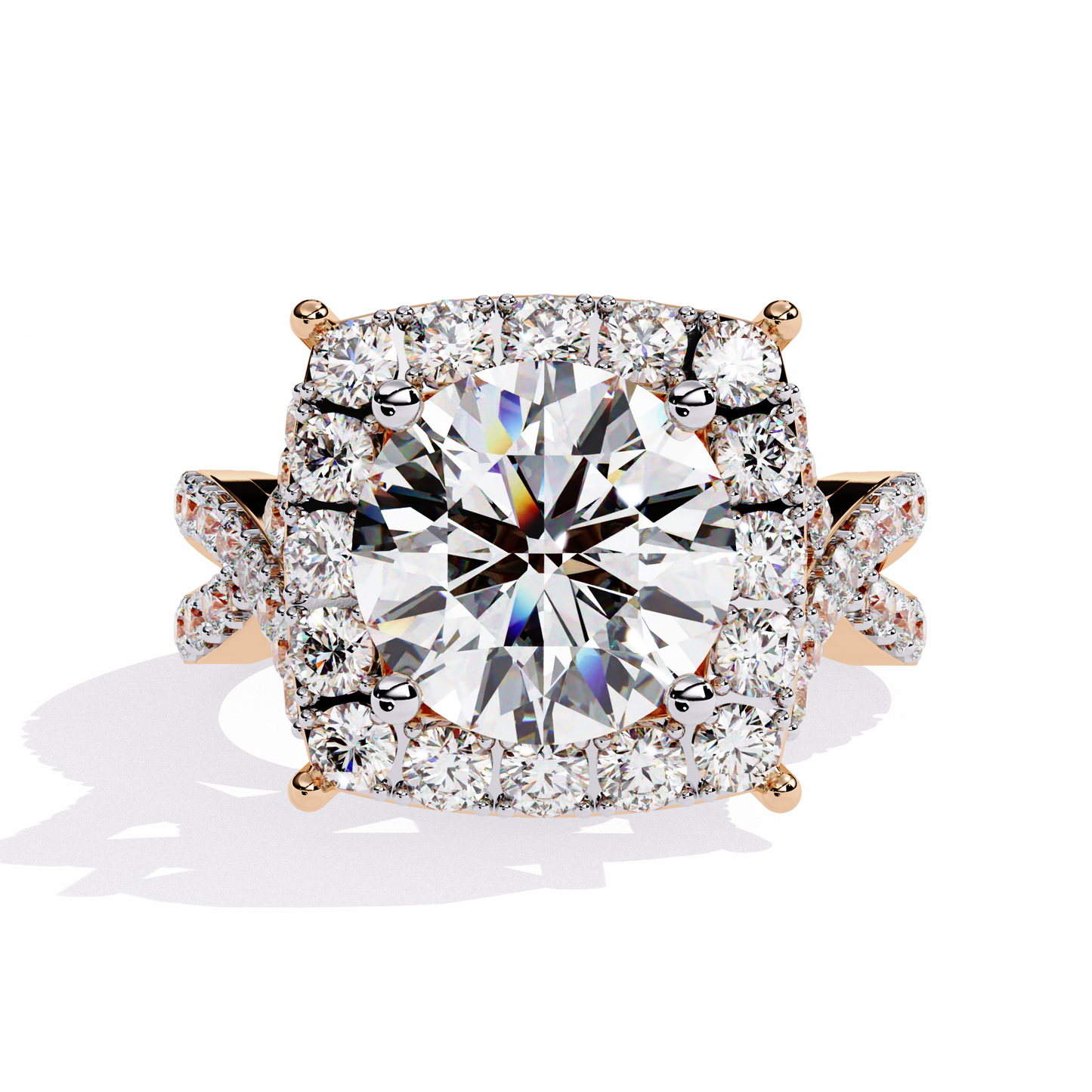 LGD Solitaire Ring Round Stone(3.47ct) In 14k Gold
