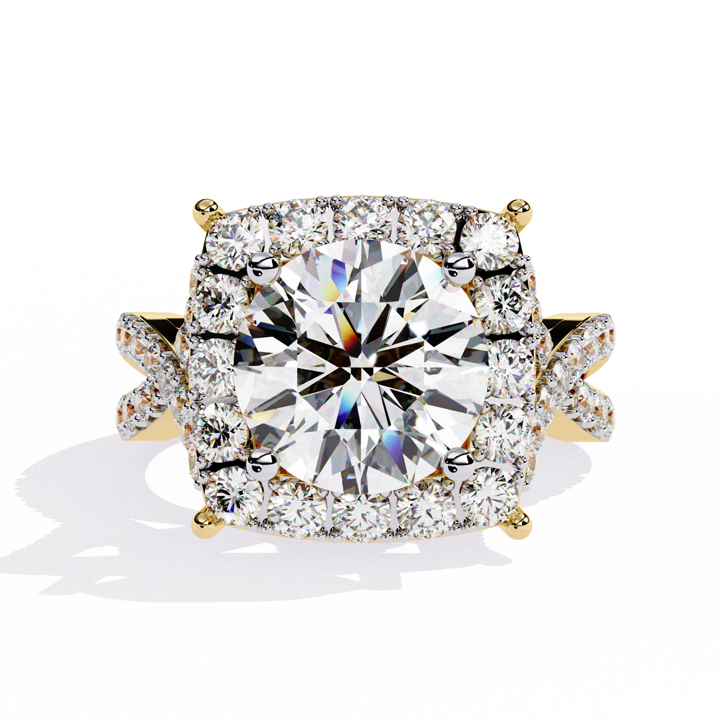 LGD Solitaire Ring Round Stone(3.47ct) In 14k Gold