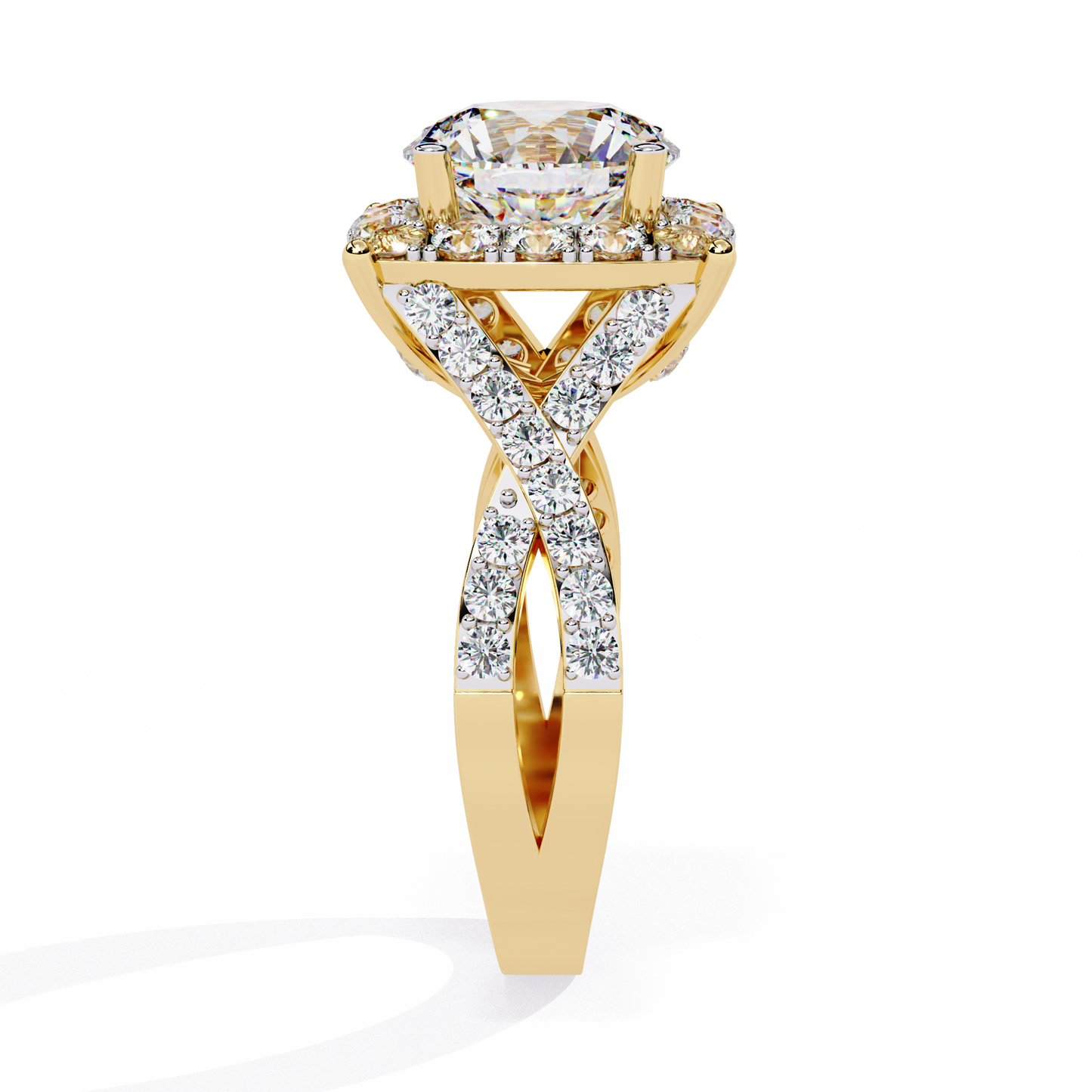 LGD Solitaire Ring Round Stone(3.47ct) In 14k Gold