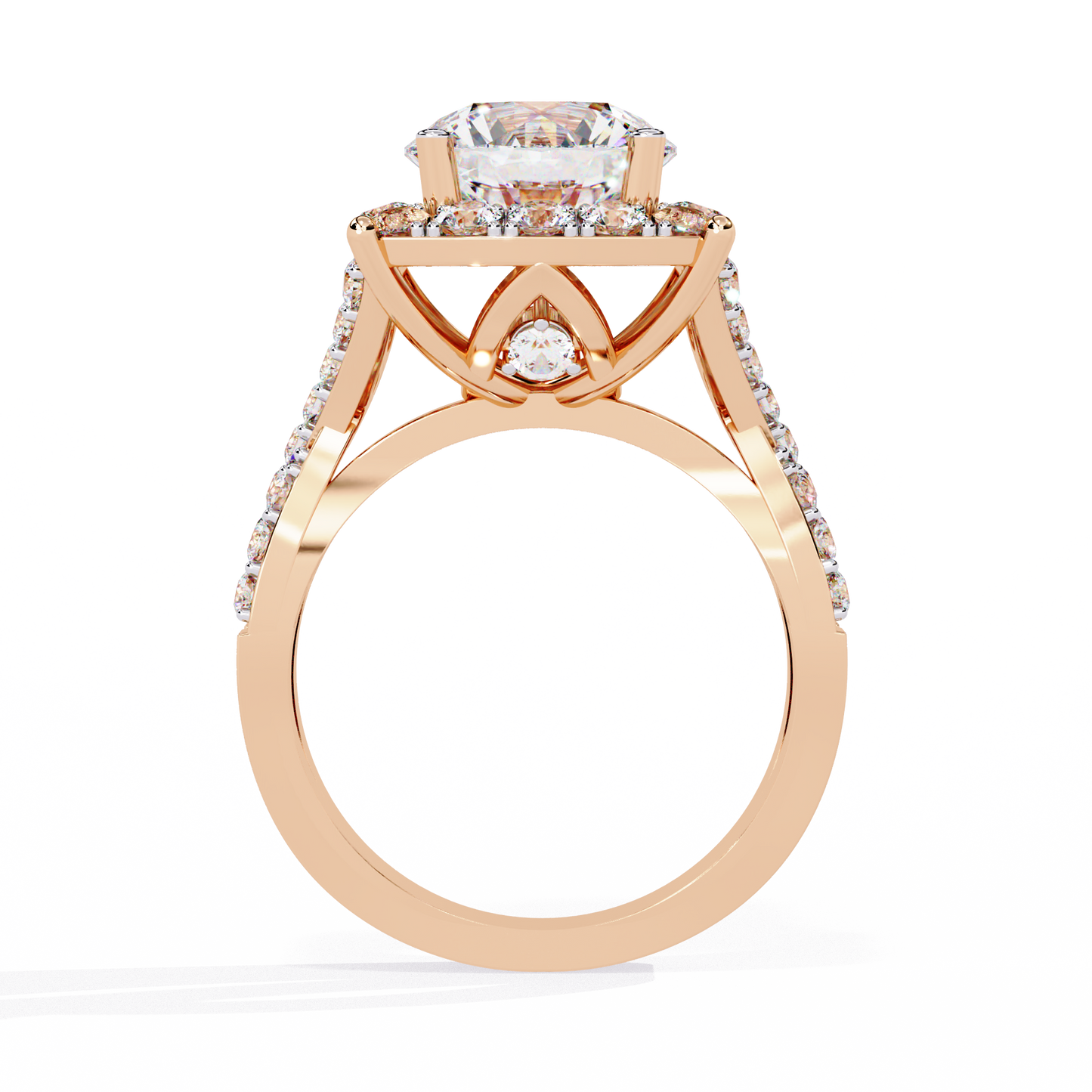 LGD Solitaire Ring Round Stone(3.47ct) In 14k Gold