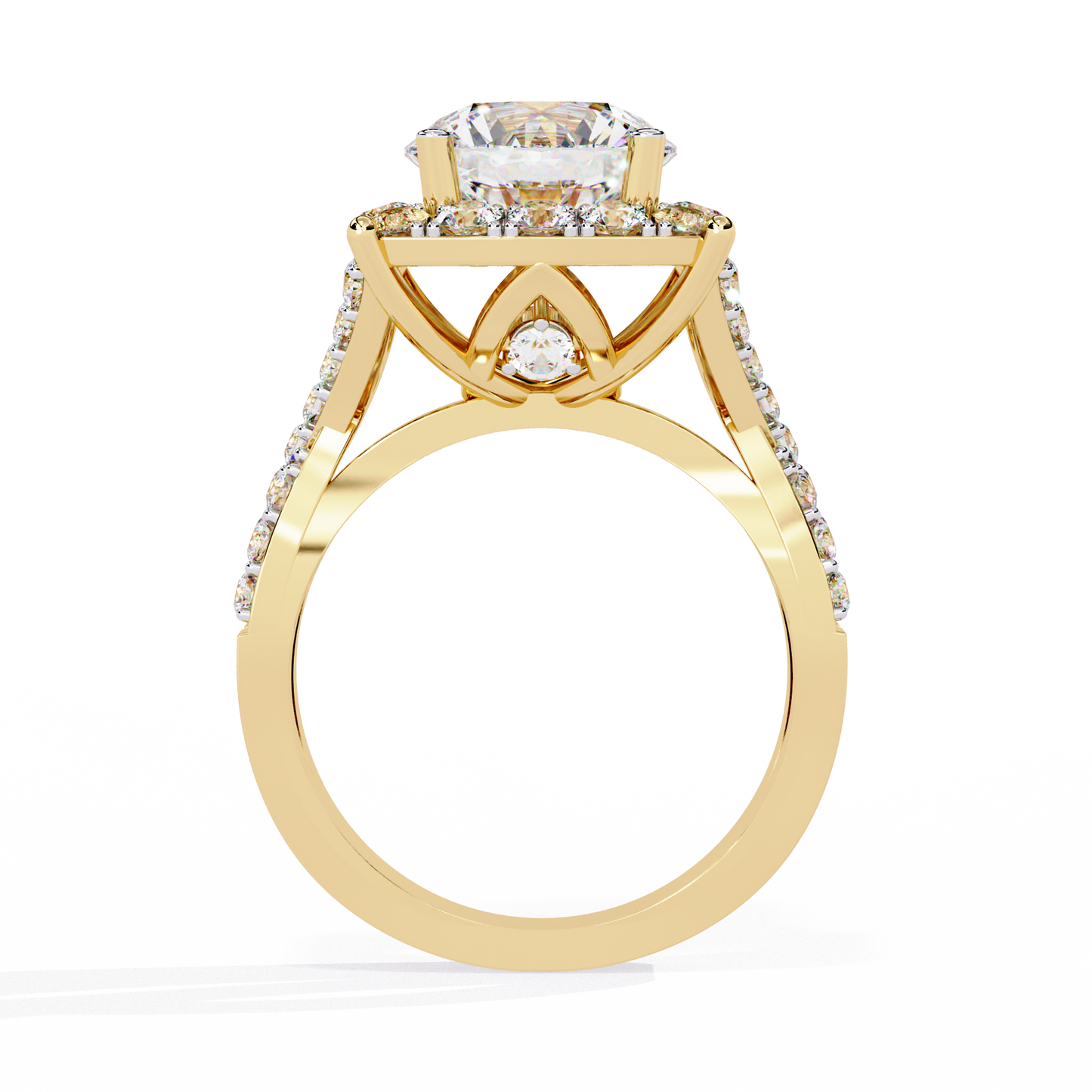 LGD Solitaire Ring Round Stone(3.47ct) In 14k Gold