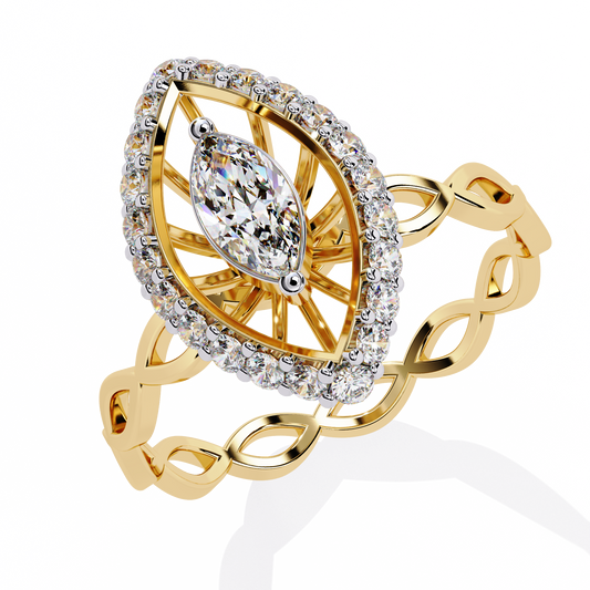Lab Grown Diamond Ring Marquise Stone (0.58ct) In 14K Gold