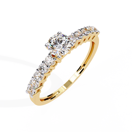 Lab Grown Diamond Ring Round Stone (0.67ct )In 14k Gold