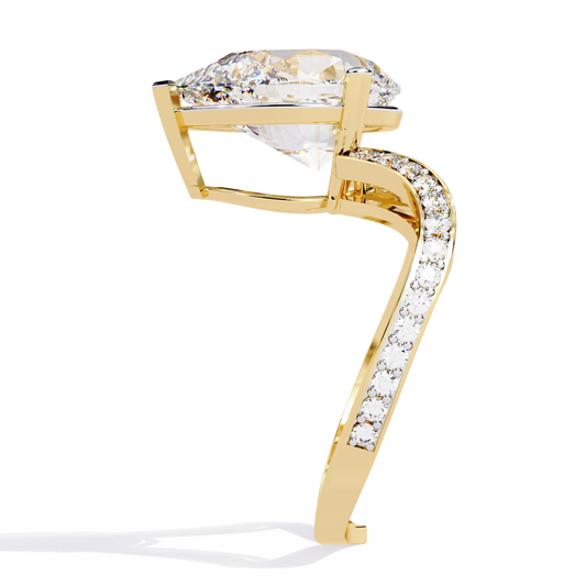 Lab Grown Diamond Ring Pear Stone ( 5.08ct )In 14k Gold