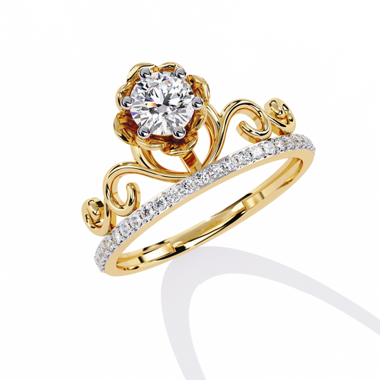 Lab Grown Diamond Ring Round Stone (0.62ct )In 14k Gold