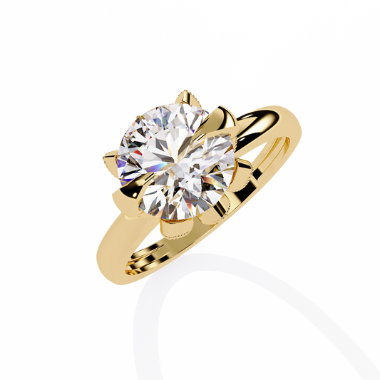 Lab Grown Diamond Solitaire Ring Round Stone (3.19ct) In 14K Gold