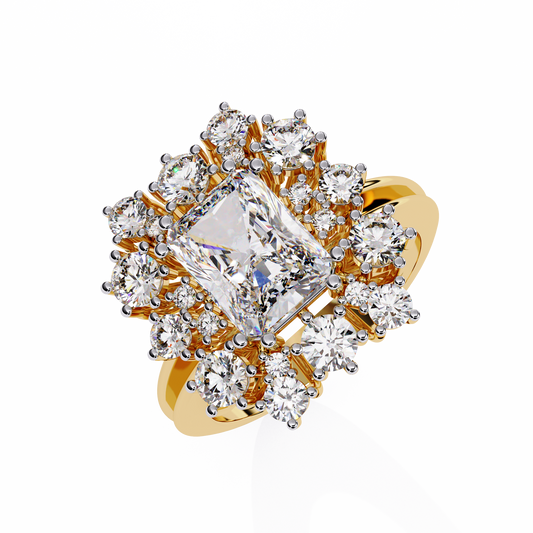 Lab Grown Diamond Solitaire Ring Radiant Stone(3.7ct) In 14k Gold