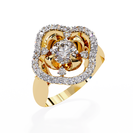 Lab Grown Diamond Ring Round Stone (0.86ct) In 14K Gold