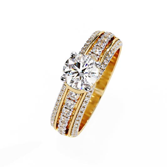 Lab Grown Diamond Ring Round Stone(1.2ct) In 14k Gold