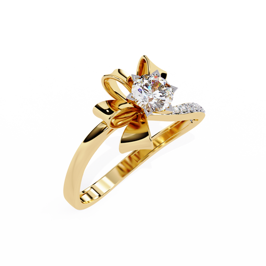 Lab Grown Diamond Ring Round Stone(0.53ct) In 14k Gold