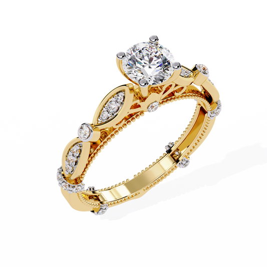 Lab Grown Diamond Ring Round Stone(0.92ct )In 14k Gold