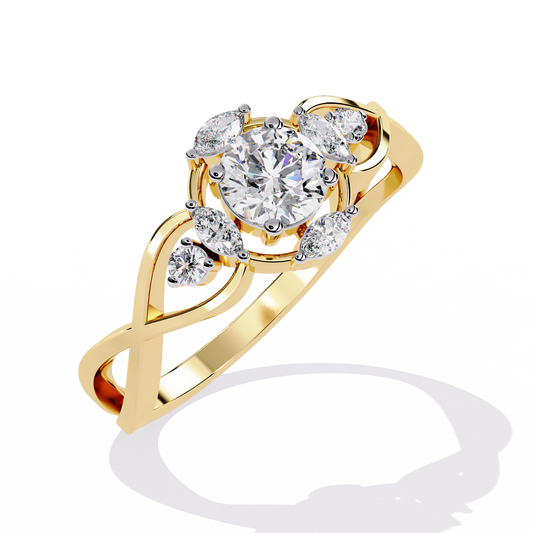 Lab Grown Diamond Ring Round Stone (0.50ct) In 14K Gold