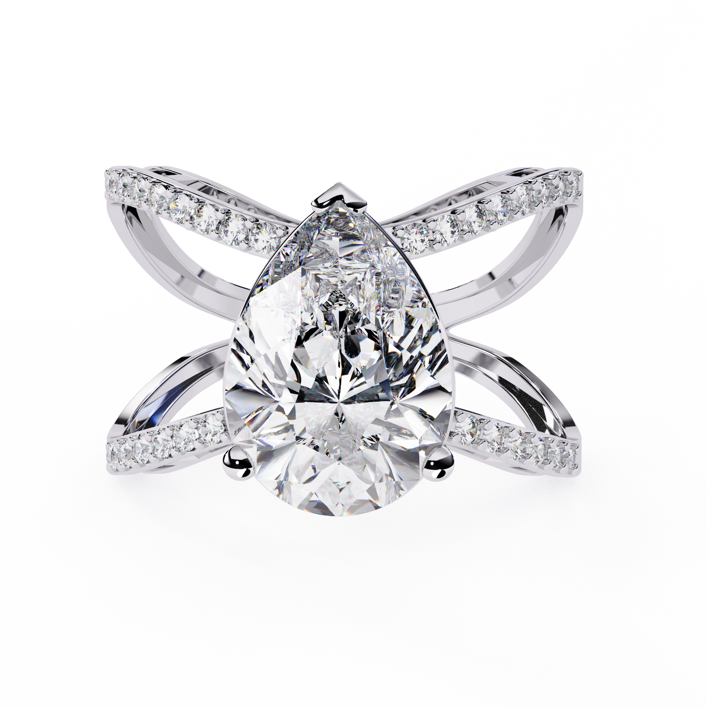 LGD Solitaire Ring Pear Stone (4.68ct) In 14K Gold #LGD-PE-SR048