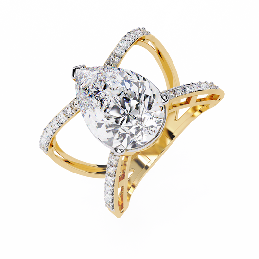 Lab Grown Diamond Solitaire Ring Pear Stone (4.68ct) In 14K Gold