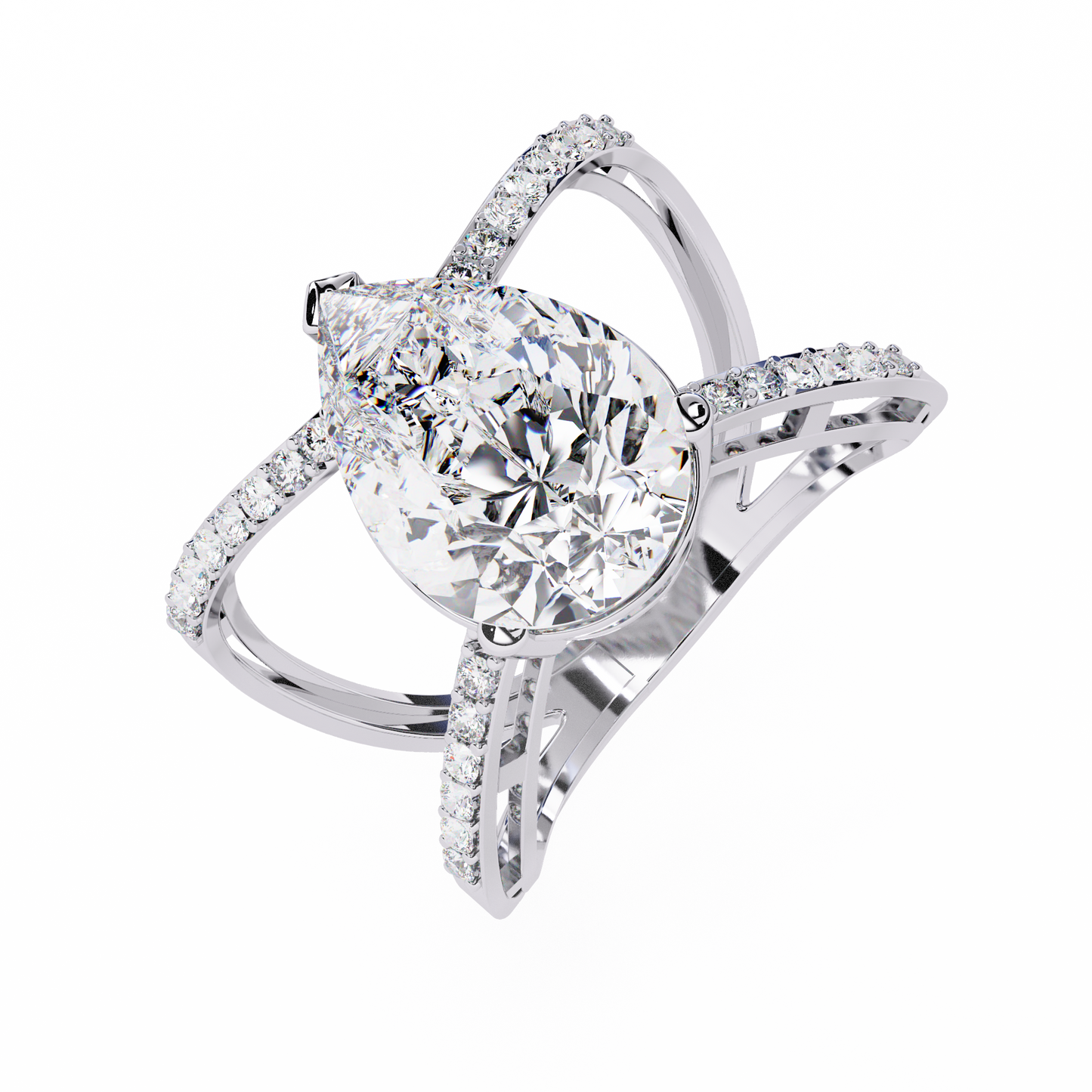 LGD Solitaire Ring Pear Stone (4.68ct) In 14K Gold #LGD-PE-SR048