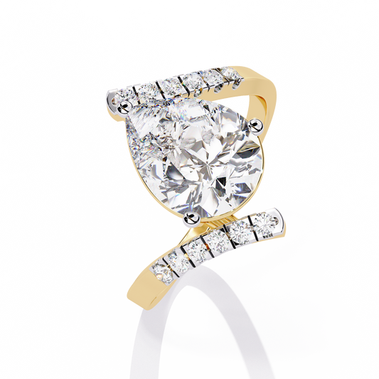 Lab Grown Diamond Solitaire Ring Pear Stone (2.87ct) In 14K Gold