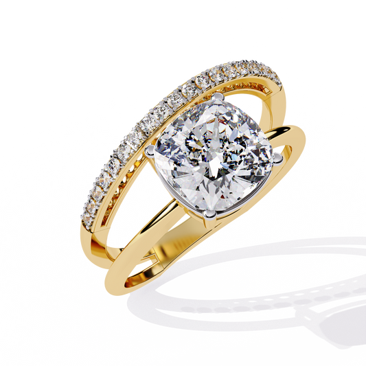 Lab Grown Diamond Solitaire Ring Cushion Square (2.47ct) In 14K Gold