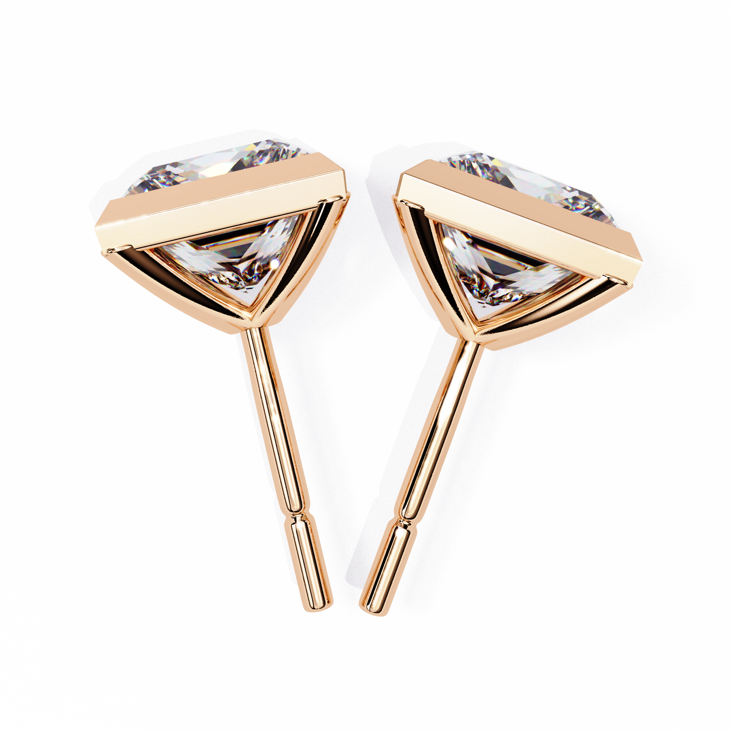 LGD  Ear Studs Princess Stone (1.78ct Pair) In 14K Gold