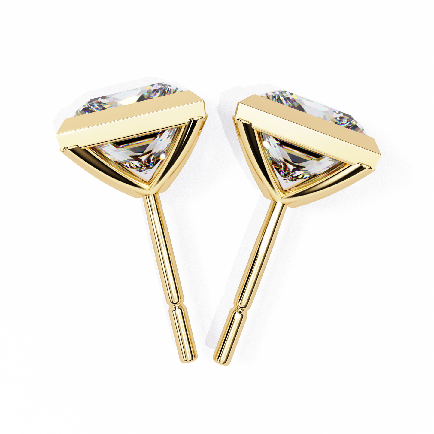 LGD  Ear Studs Princess Stone (1.78ct Pair) In 14K Gold
