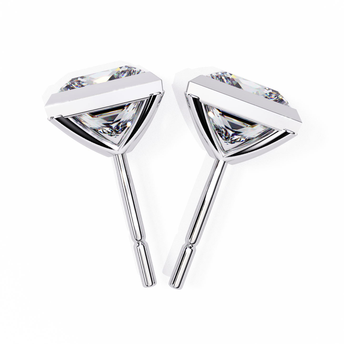 LGD  Ear Studs Princess Stone (1.78ct Pair) In 14K Gold