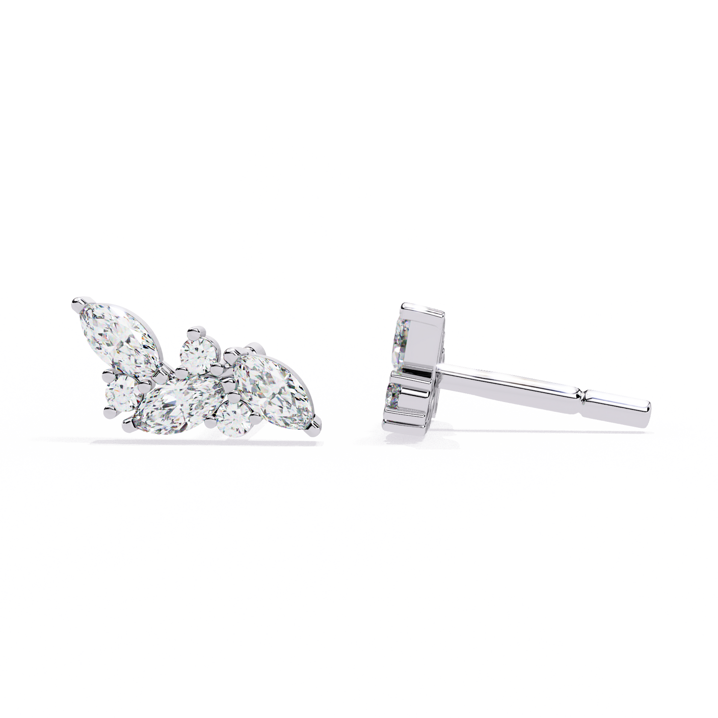 LGD Ear Studs Round  Stone (3.06ct Pair) In 14K Gold