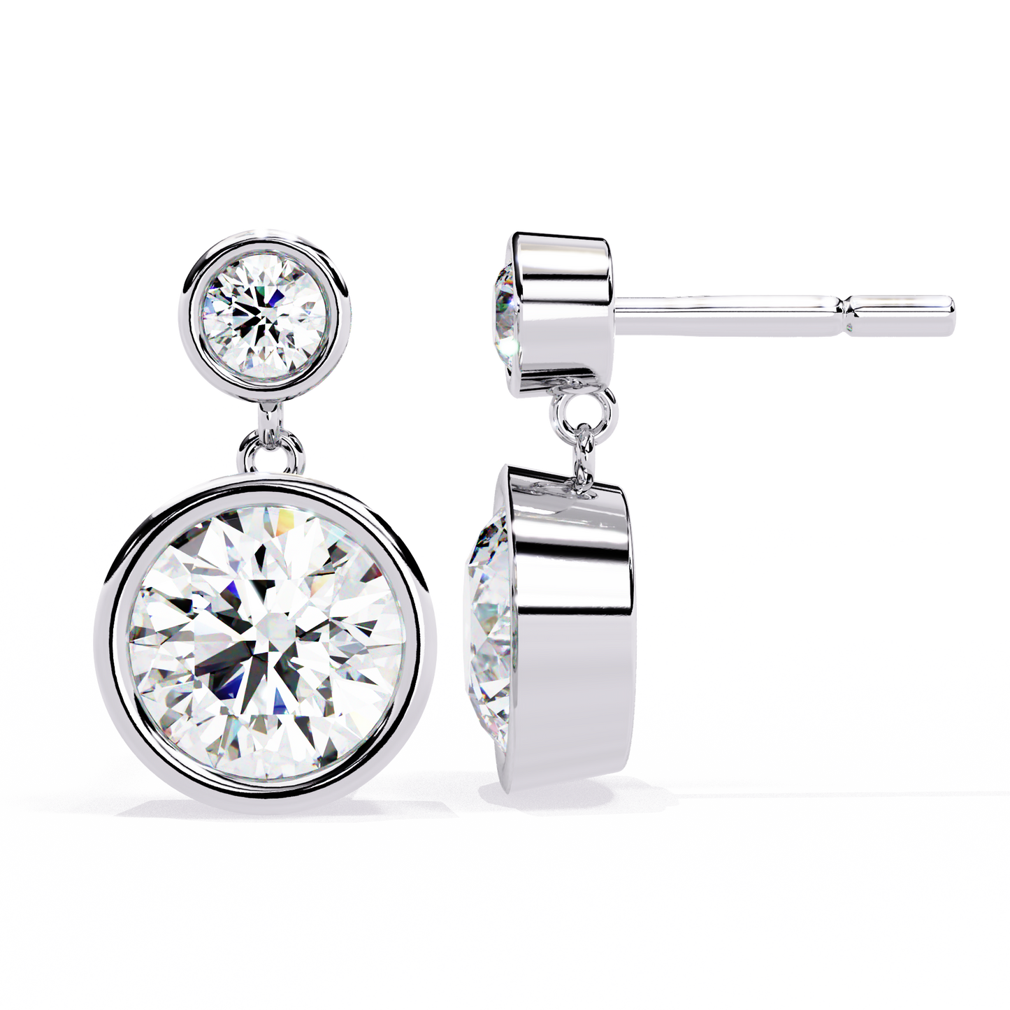 LGD Ear Studs Round  Stone (1.82ct Pair) In 14K Gold