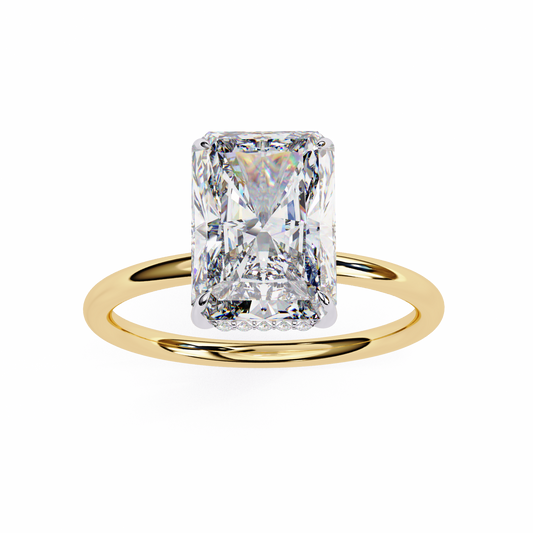 Lab Grown Diamond Solitaire Ring Radiant Stone (2.54ct) In 14K Gold
