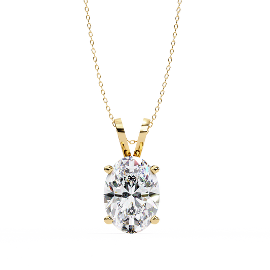 LGD Solitaire Pendant Oval Stone (2.48ct) In 14K Gold Without Chain