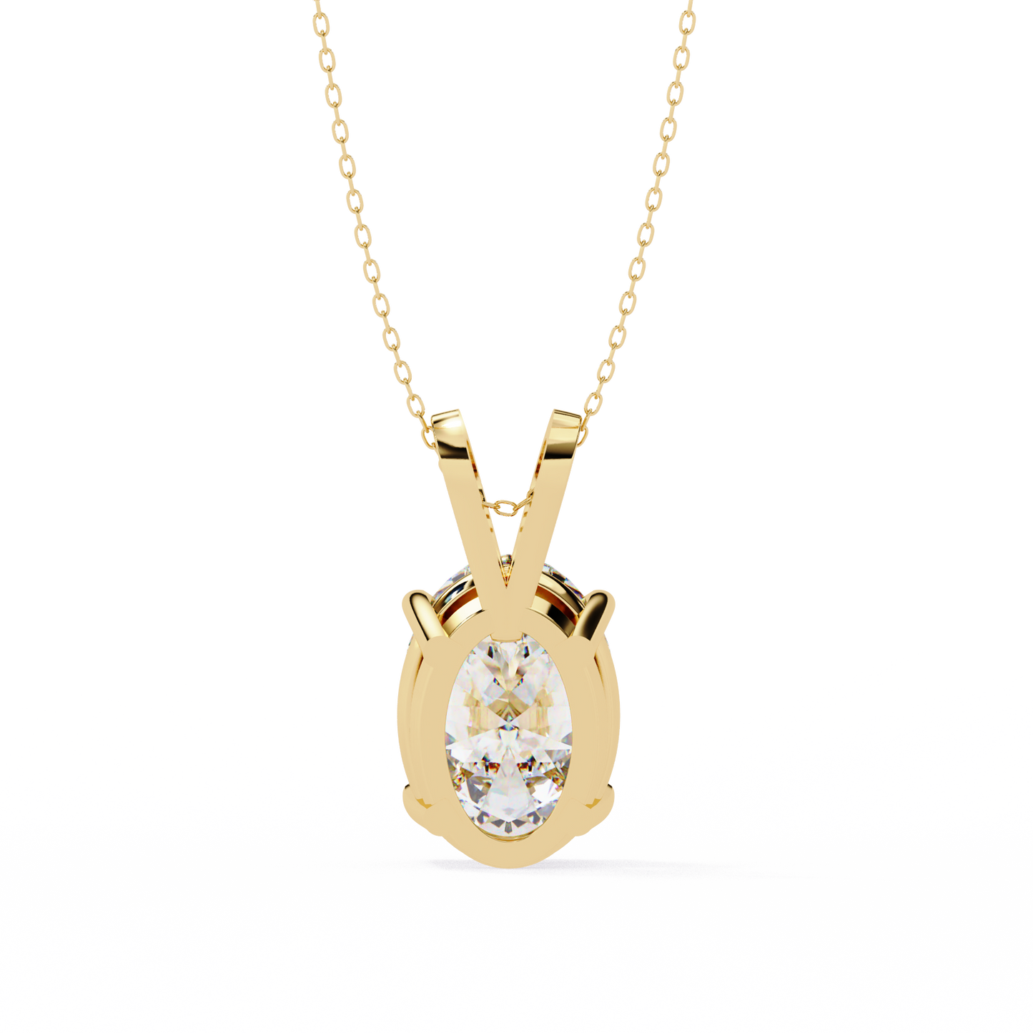 LGD Solitaire Pendant Oval Stone (2.48ct) In 14K Gold Without Chain