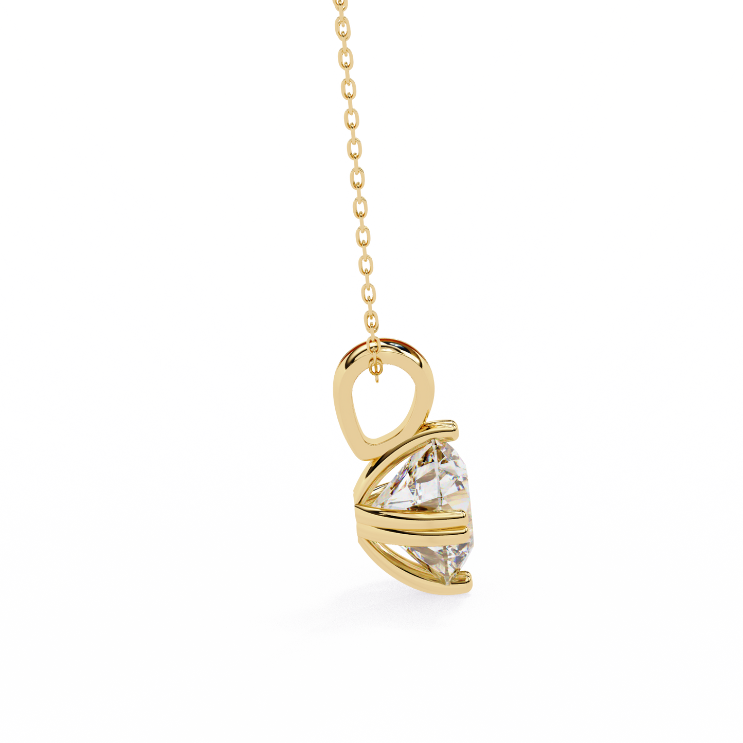LGD Solitaire Pendant Round Stone (1.98ct) In 14K Gold Without Chain