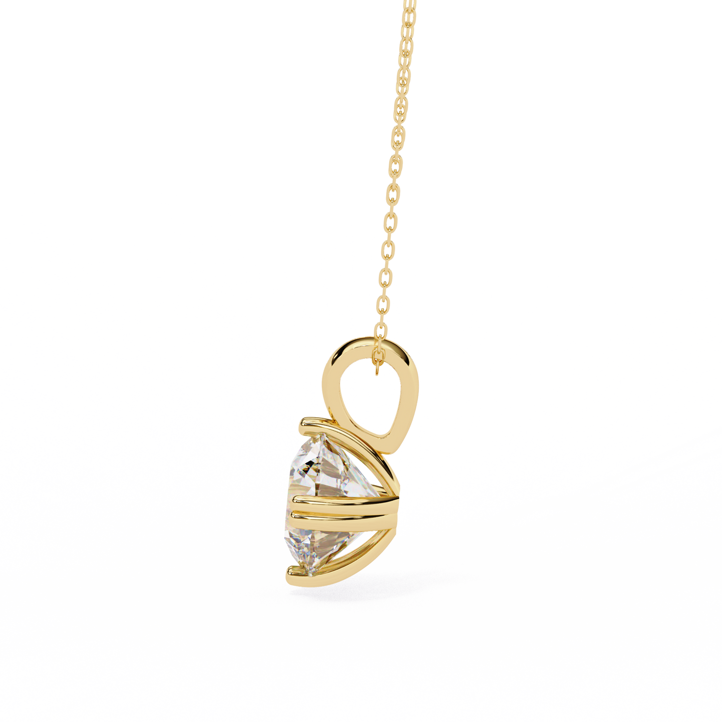 LGD Solitaire Pendant Round Stone (1.98ct) In 14K Gold Without Chain