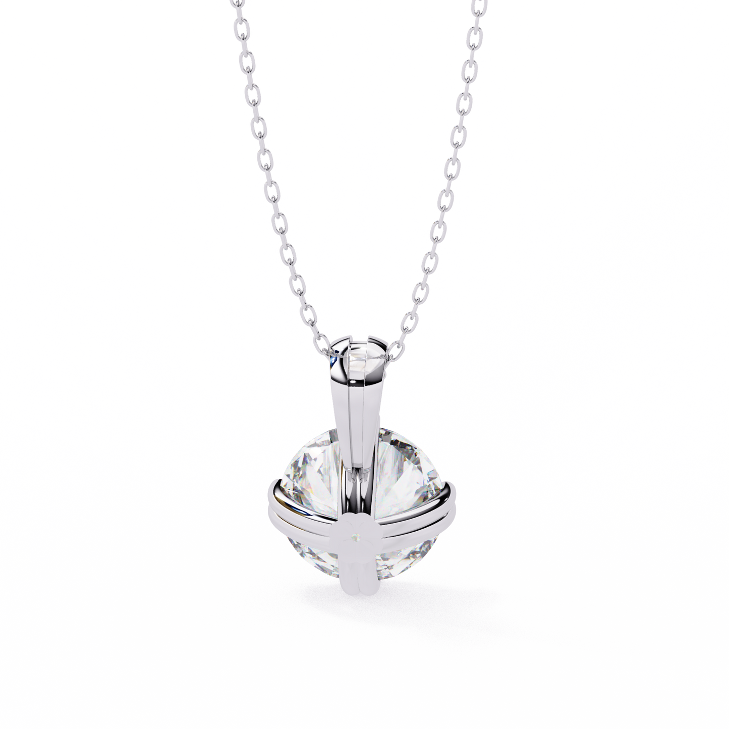 LGD Solitaire Pendant Round Stone (1.98ct) In 14K Gold Without Chain