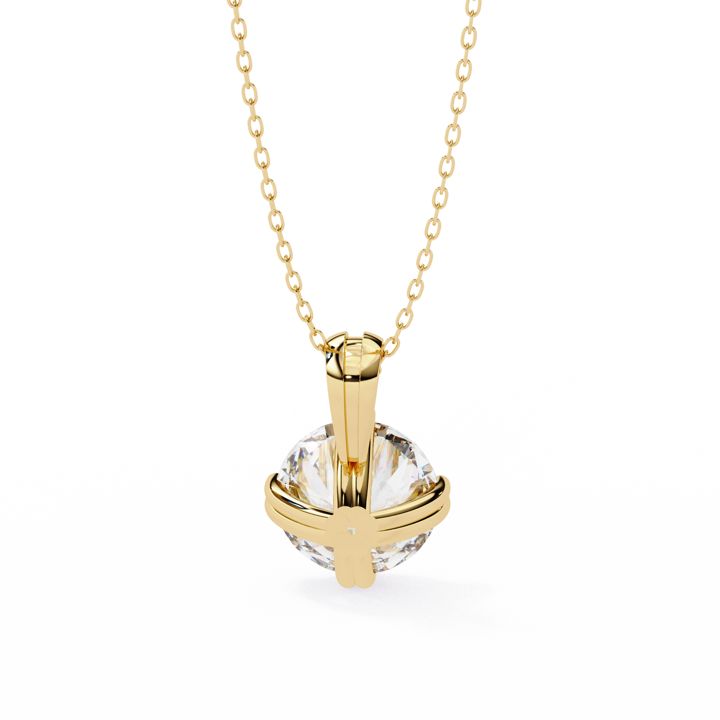 LGD Solitaire Pendant Round Stone (1.98ct) In 14K Gold Without Chain