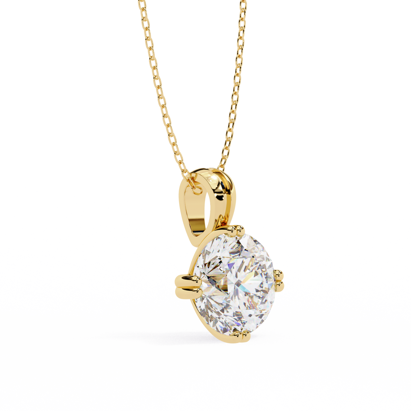 LGD Solitaire Pendant Round Stone (1.98ct) In 14K Gold Without Chain
