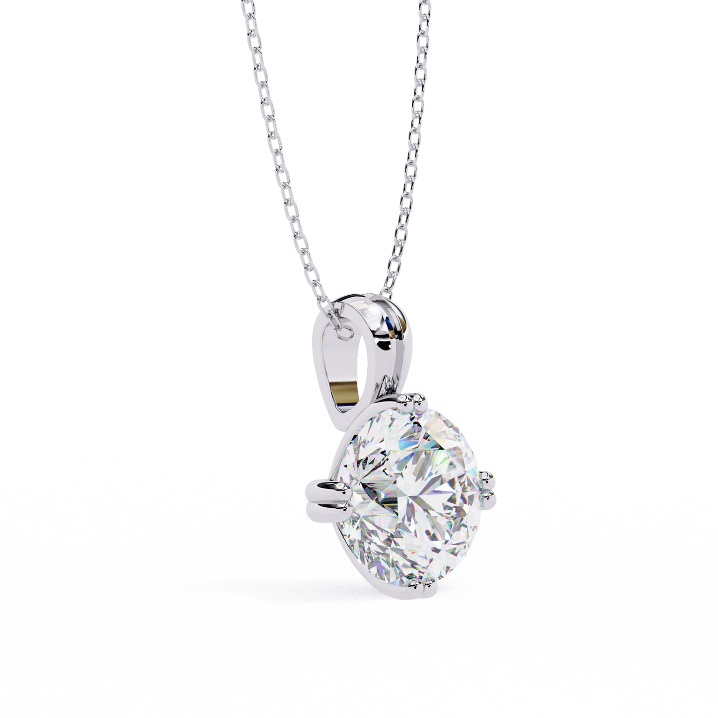 LGD Solitaire Pendant Round Stone (1.98ct) In 14K Gold Without Chain