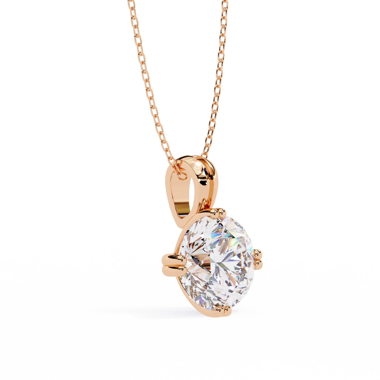 LGD Solitaire Pendant Round Stone (1.98ct) In 14K Gold Without Chain