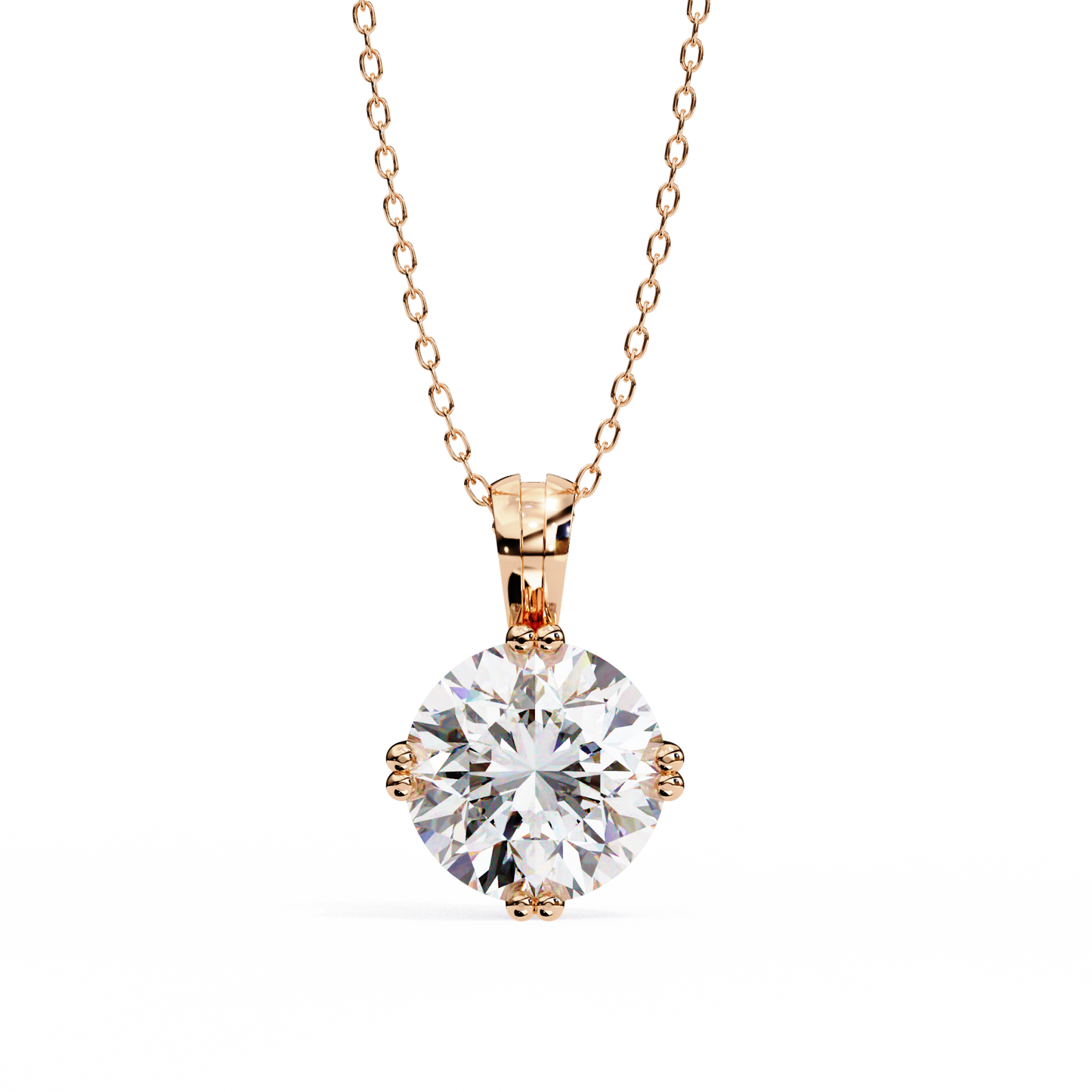 LGD Solitaire Pendant Round Stone (1.98ct) In 14K Gold Without Chain
